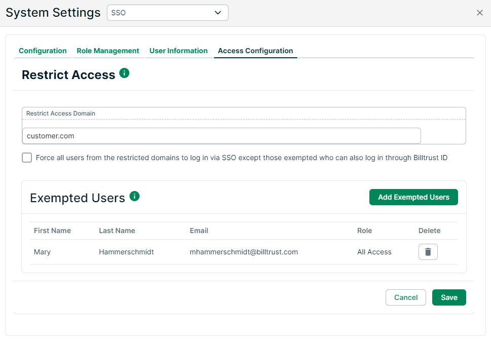 Restrict user authentication