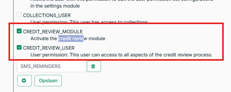Credit review permissions