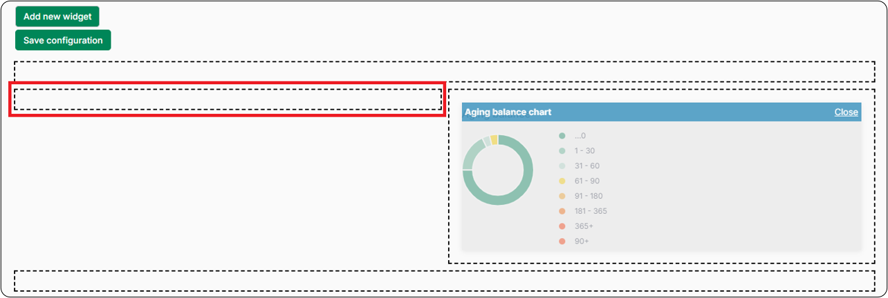 Dashed placeholder rectangle highlighted on the layout page