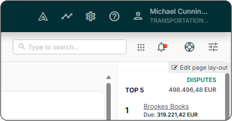 Shows the upper right corner of the Collections UI in which the edit link is located