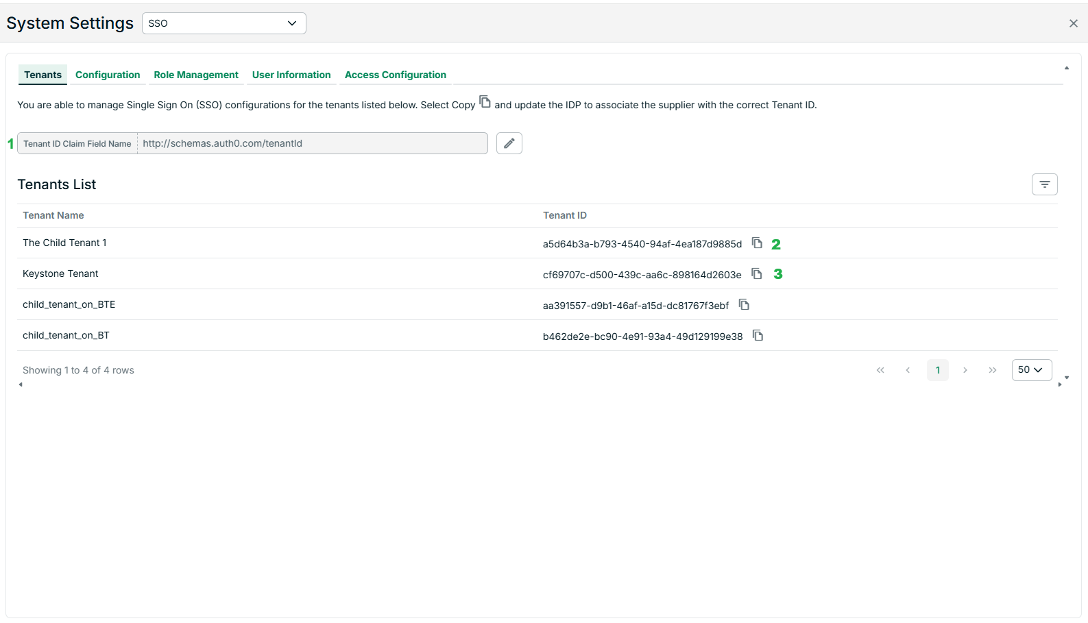 Managing tenant settings